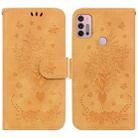 For Motorola Moto G31 / G41 Butterfly Rose Embossed Leather Phone Case(Yellow) - 1