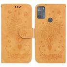 For Motorola Moto G50 Butterfly Rose Embossed Leather Phone Case(Yellow) - 1