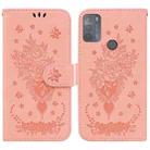 For Motorola Moto G50 Butterfly Rose Embossed Leather Phone Case(Pink) - 1