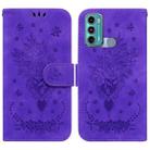 For Motorola Moto G60 / G40 Fusion Butterfly Rose Embossed Leather Phone Case(Purple) - 1