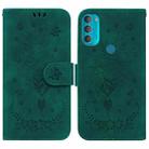 For Motorola Moto G71 Butterfly Rose Embossed Leather Phone Case(Green) - 1