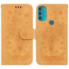 For Motorola Moto G71 Butterfly Rose Embossed Leather Phone Case(Yellow) - 1