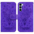 For Motorola Moto G200 5G / Edge S30 Butterfly Rose Embossed Leather Phone Case(Purple) - 1