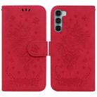 For Motorola Moto G200 5G / Edge S30 Butterfly Rose Embossed Leather Phone Case(Red) - 1