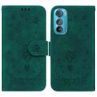 For Motorola Edge 30 Butterfly Rose Embossed Leather Phone Case(Green) - 1
