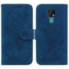 For Motorola Moto E7 Butterfly Rose Embossed Leather Phone Case(Blue) - 1