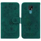 For Motorola Moto E7 Butterfly Rose Embossed Leather Phone Case(Green) - 1