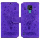 For Motorola Moto E7 Butterfly Rose Embossed Leather Phone Case(Purple) - 1