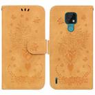 For Motorola Moto E7 Butterfly Rose Embossed Leather Phone Case(Yellow) - 1