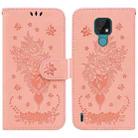 For Motorola Moto E7 Butterfly Rose Embossed Leather Phone Case(Pink) - 1