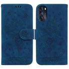 For Motorola Moto G 2022 Butterfly Rose Embossed Leather Phone Case(Blue) - 1