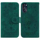 For Motorola Moto G 2022 Butterfly Rose Embossed Leather Phone Case(Green) - 1