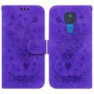 For Motorola Moto G Play 2021 Butterfly Rose Embossed Leather Phone Case(Purple) - 1