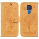 For Motorola Moto G Play 2021 Butterfly Rose Embossed Leather Phone Case(Yellow) - 1