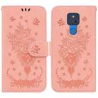 For Motorola Moto G Play 2021 Butterfly Rose Embossed Leather Phone Case(Pink) - 1