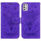 For Motorola Moto G Stylus 2021 Butterfly Rose Embossed Leather Phone Case(Purple) - 1