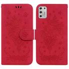 For Motorola Moto G Stylus 2021 Butterfly Rose Embossed Leather Phone Case(Red) - 1