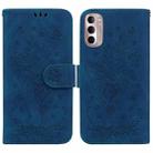 For Motorola Moto G Stylus 4G 2022 Butterfly Rose Embossed Leather Phone Case(Blue) - 1