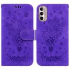 For Motorola Moto G Stylus 4G 2022 Butterfly Rose Embossed Leather Phone Case(Purple) - 1