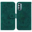 For Motorola Moto G Stylus 5G 2022 Butterfly Rose Embossed Leather Phone Case(Green) - 1