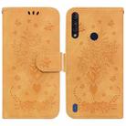 For Motorola Moto G8 Power Lite Butterfly Rose Embossed Leather Phone Case(Yellow) - 1