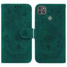 For Motorola Moto G9 Power Butterfly Rose Embossed Leather Phone Case(Green) - 1