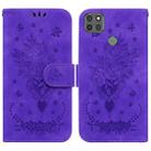 For Motorola Moto G9 Power Butterfly Rose Embossed Leather Phone Case(Purple) - 1