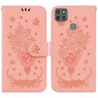 For Motorola Moto G9 Power Butterfly Rose Embossed Leather Phone Case(Pink) - 1