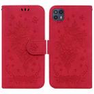 For Motorola Moto G50 5G Butterfly Rose Embossed Leather Phone Case(Red) - 1