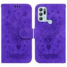 For Motorola Moto G60S Butterfly Rose Embossed Leather Phone Case(Purple) - 1