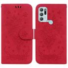 For Motorola Moto G60S Butterfly Rose Embossed Leather Phone Case(Red) - 1