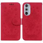 For Motorola Edge+ 2022 / Edge 30 Pro Butterfly Rose Embossed Leather Phone Case(Red) - 1