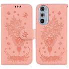 For Motorola Edge+ 2022 / Edge 30 Pro Butterfly Rose Embossed Leather Phone Case(Pink) - 1