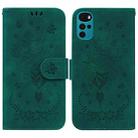 For Motorola Moto G22 Butterfly Rose Embossed Leather Phone Case(Green) - 1