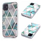 For iPhone 11 Plating Marble Pattern Soft TPU Protective Case(Green White) - 1