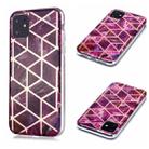 For iPhone 11 Plating Marble Pattern Soft TPU Protective Case(Purple) - 1