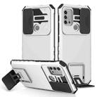 For Motorola Moto G30 / G10 Stereoscopic Holder Sliding Camshield Phone Case(White) - 1