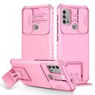 For Motorola Moto G30 / G10 Stereoscopic Holder Sliding Camshield Phone Case(Pink) - 1