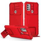 For Motorola Moto G30 / G10 Stereoscopic Holder Sliding Camshield Phone Case(Red) - 1