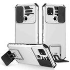 For OPPO A15 Stereoscopic Holder Sliding Camshield Phone Case(White) - 1