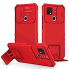 For OPPO A15 Stereoscopic Holder Sliding Camshield Phone Case(Red) - 1