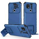 For OPPO A15 Stereoscopic Holder Sliding Camshield Phone Case(Blue) - 1