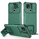 For OPPO A15 Stereoscopic Holder Sliding Camshield Phone Case(Dark Green) - 1