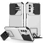 For OPPO A16 Stereoscopic Holder Sliding Camshield Phone Case(White) - 1