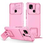 For OPPO Realme C21 Stereoscopic Holder Sliding Camshield Phone Case(Pink) - 1