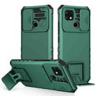 For OPPO Realme C21 Stereoscopic Holder Sliding Camshield Phone Case(Dark Green) - 1