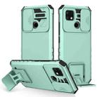 For OPPO Realme C21 Stereoscopic Holder Sliding Camshield Phone Case(Light Blue) - 1