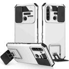For OPPO Realme 5 / 5i / C3 Stereoscopic Holder Sliding Camshield Phone Case(White) - 1