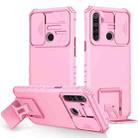 For OPPO Realme 5 / 5i / C3 Stereoscopic Holder Sliding Camshield Phone Case(Pink) - 1