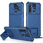 For OPPO Realme 5 / 5i / C3 Stereoscopic Holder Sliding Camshield Phone Case(Blue) - 1